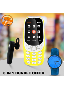 3 in 1 bundle offer,H-Mobile 3310,Spark Wireless Bluetooth,Yazole 311 Fashion Business Blue Light Watch,